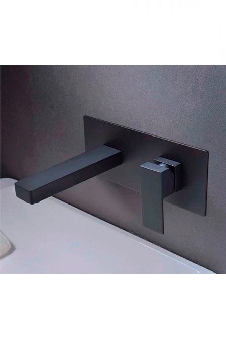 Grifo de lavabo empotrado negro mate serie Suiza — referencia IMEX GLE020/NG