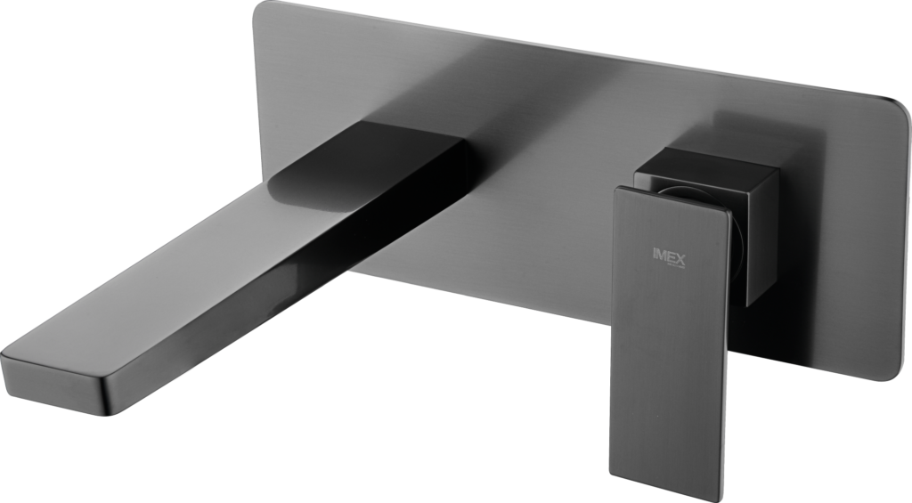 Grifo de lavabo empotrado monomando black gun metal serie Pisa — referencia IMEX GLP048/BGM