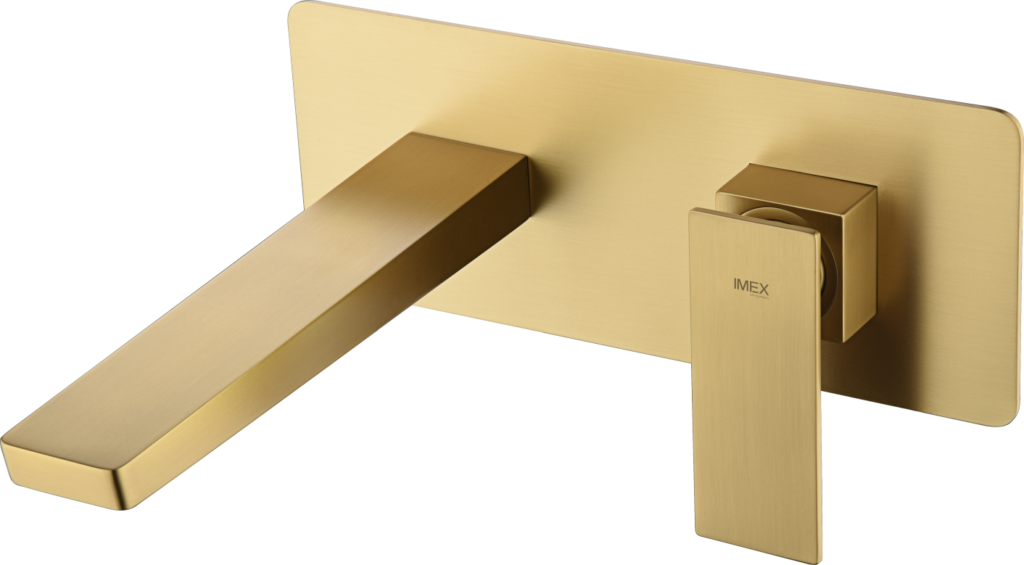 Grifo de lavabo empotrado monomando oro cepillado serie Pisa — referencia IMEX GLP048/OC