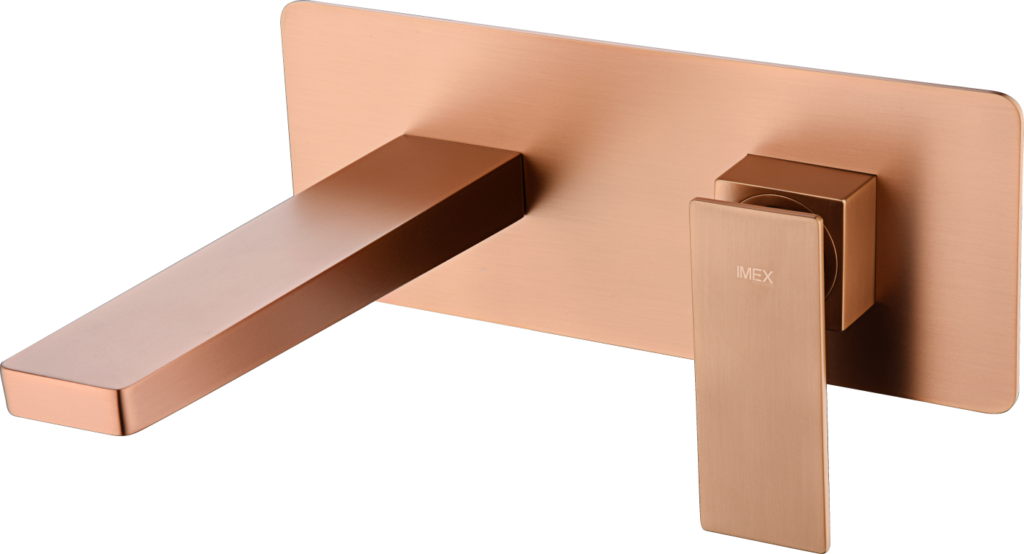 Grifo de lavabo empotrado monomando oro rosa cepillado serie Pisa — referencia IMEX GLP048/ORC