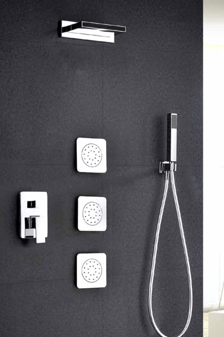 Conjunto de ducha empotrada monomando cromado serie Formentera — referencia GPE008