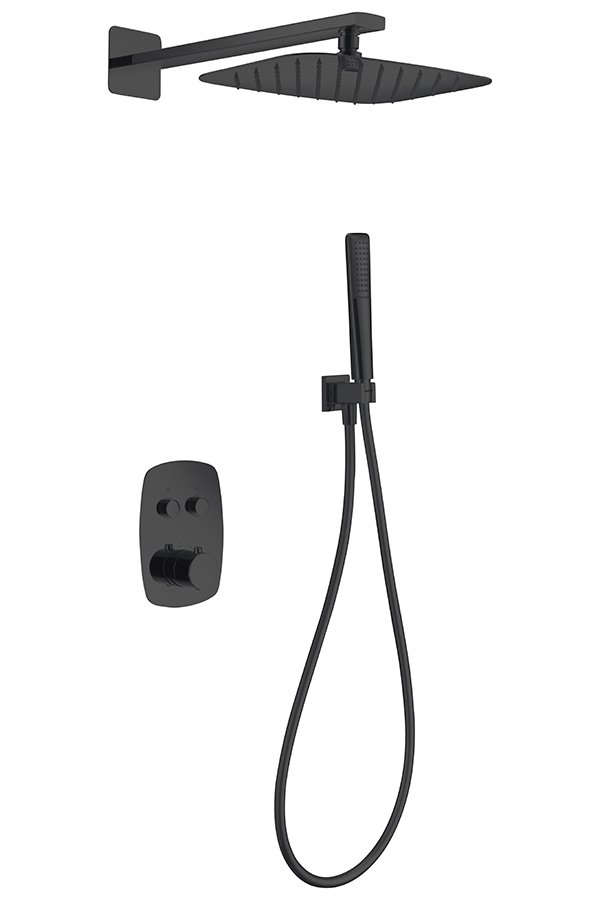 Conjunto de ducha empotrado termostático IMEX GPH035/NG — negro mate — referencia IMEX GPH035/NG