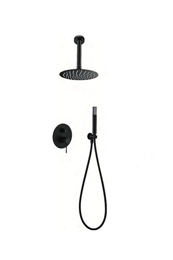 Conjunto de ducha monomando empotrado negro mate serie Top — referencia IMEX GPQ038/NG