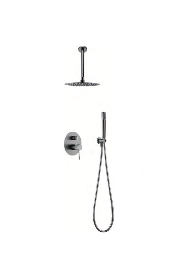 Conjunto de ducha monomando empotrado níquel cepillado serie Top — referencia IMEX GPQ038/NQ