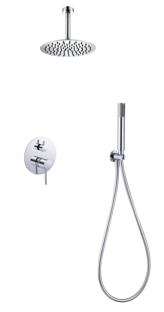 Conjunto de ducha monomando empotrado cromado serie Tívoli — referencia IMEX GPT039