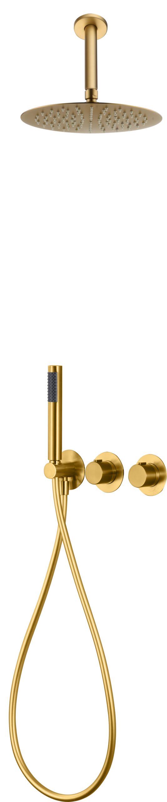 Conjunto de ducha empotrado termostático oro cepillado serie Breda — referencia IMEX GTB056/OC