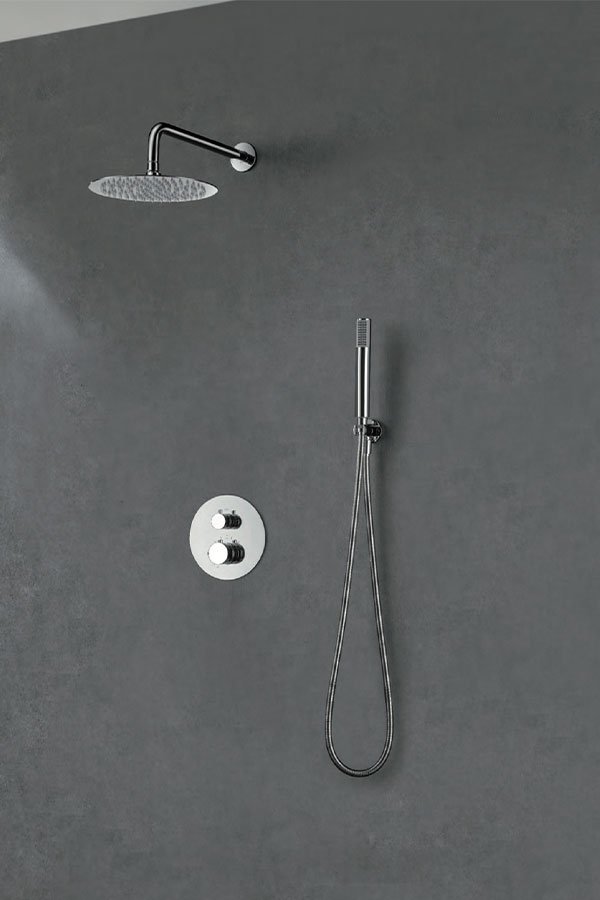 Conjunto de ducha termostática empotrado cromado serie Line — referencia IMEX GTD038