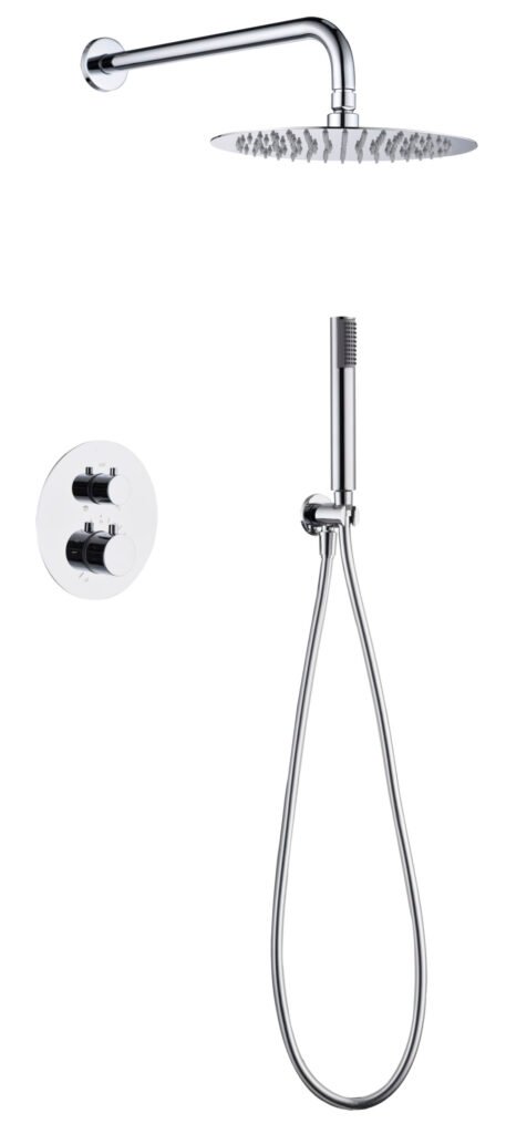 Conjunto de ducha termostático empotrado cromado serie Monza — referencia IMEX GTM039
