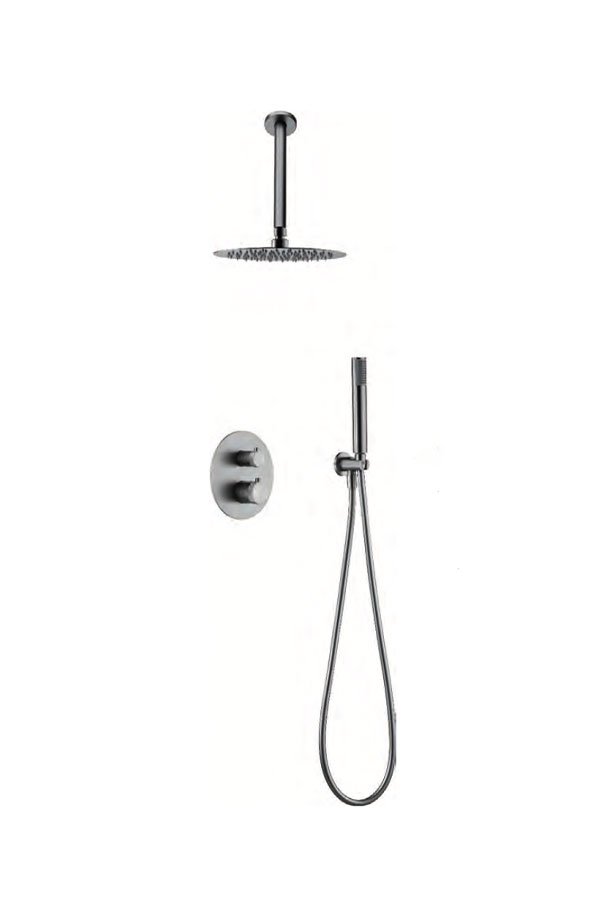 Conjunto de ducha termostática empotrado níquel cepillado serie Top — referencia IMEX GTQ038/NQ