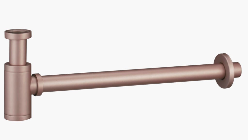 Sifón visto en oro rosa cepillado con bote sifónico SCL002/ORC — referencia IMEX SCL002/ORC