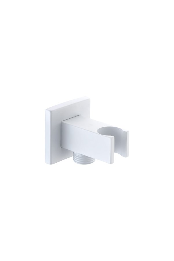Soporte cuadrado para mango de ducha con salida de agua blanco mate SFR001/BL — referencia IMEX SFR001/BL