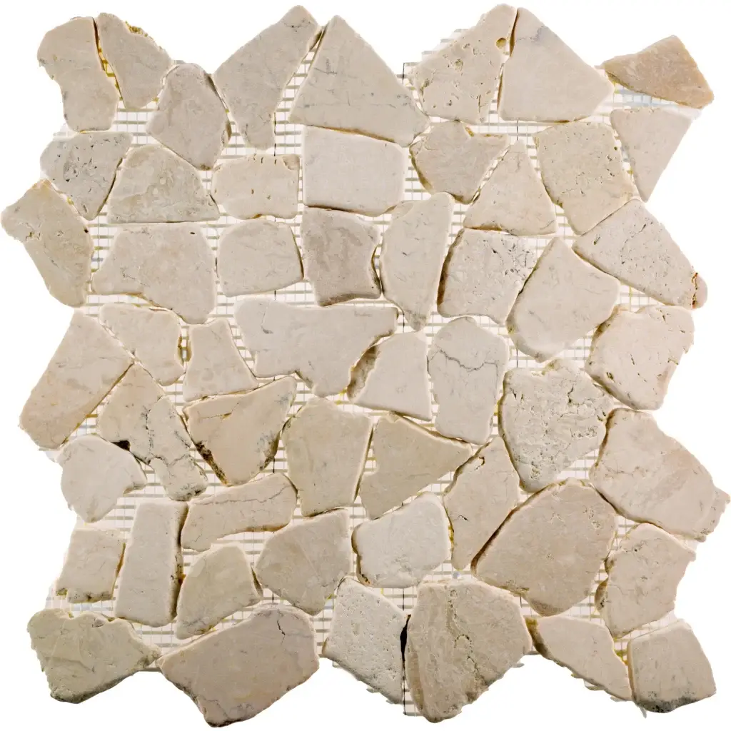 Mosaico de piedra natural Galet Lisa Marfil de 30×30 cm — vista frontal
