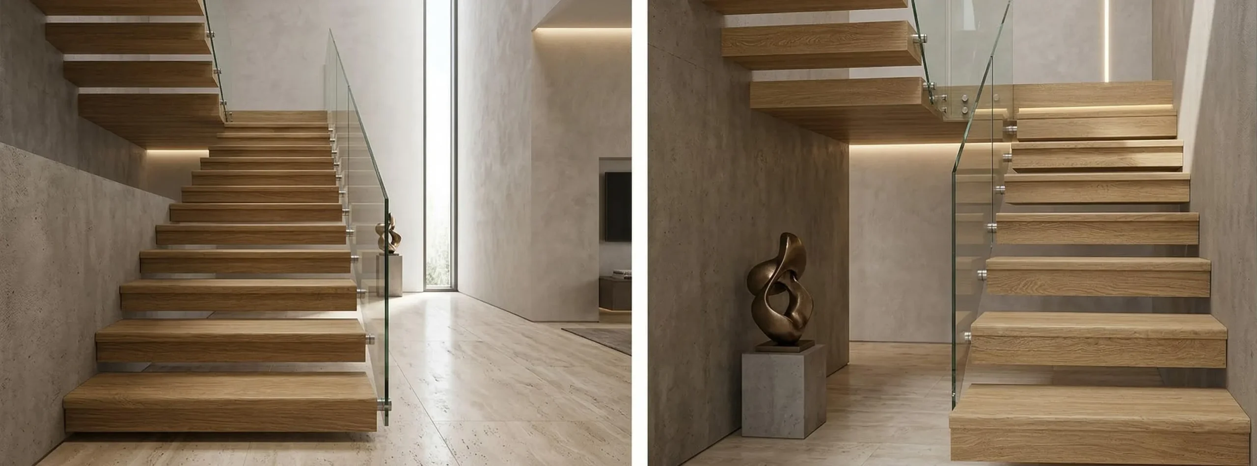 Peldaño Roble · ambiente de escalera interior