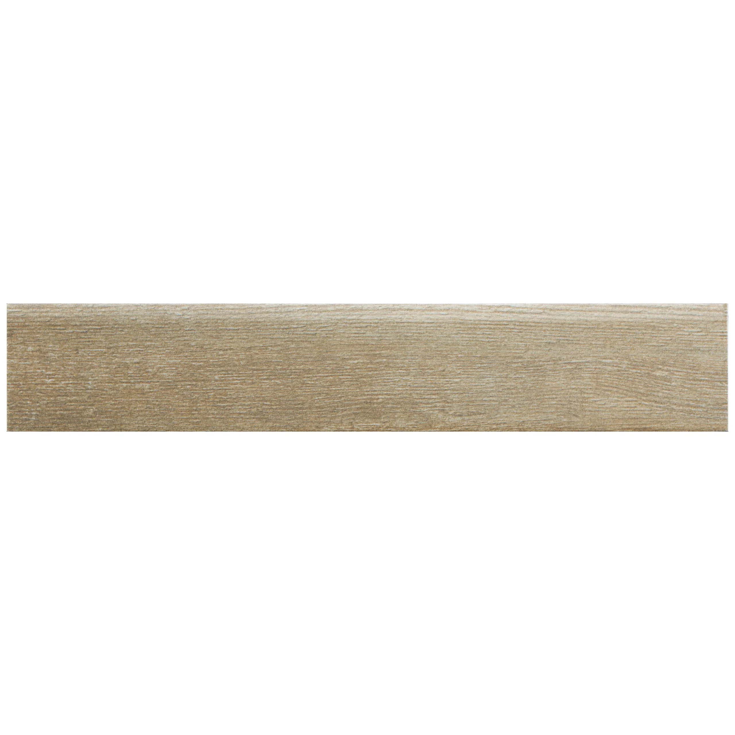 Rodapié cerámico Madera Greige 8 × 45 cm · superficie