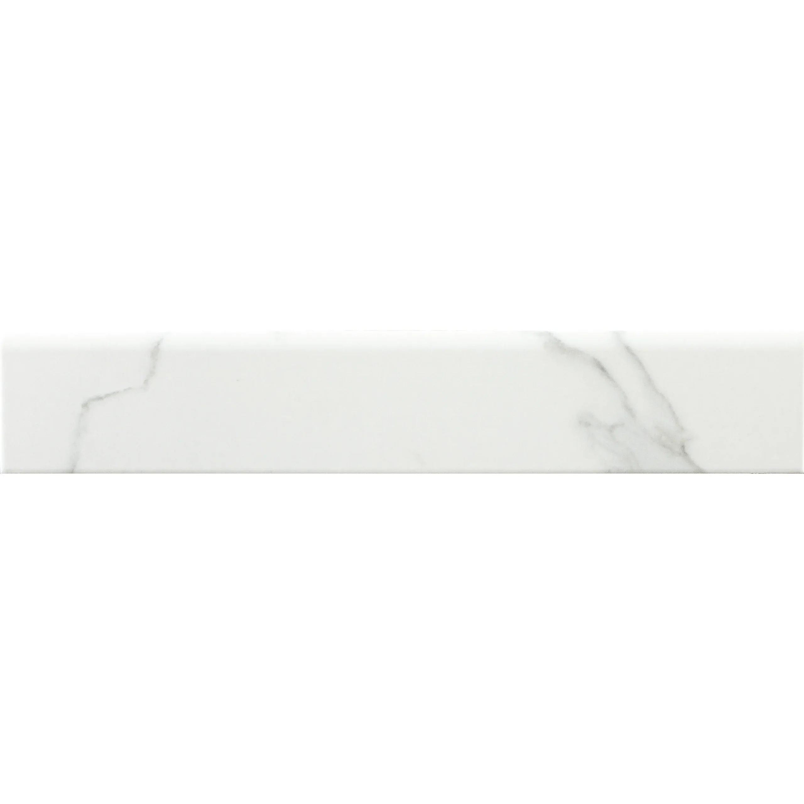 Rodapié cerámico Mármol Blanco Mate 8 × 45 cm · superficie