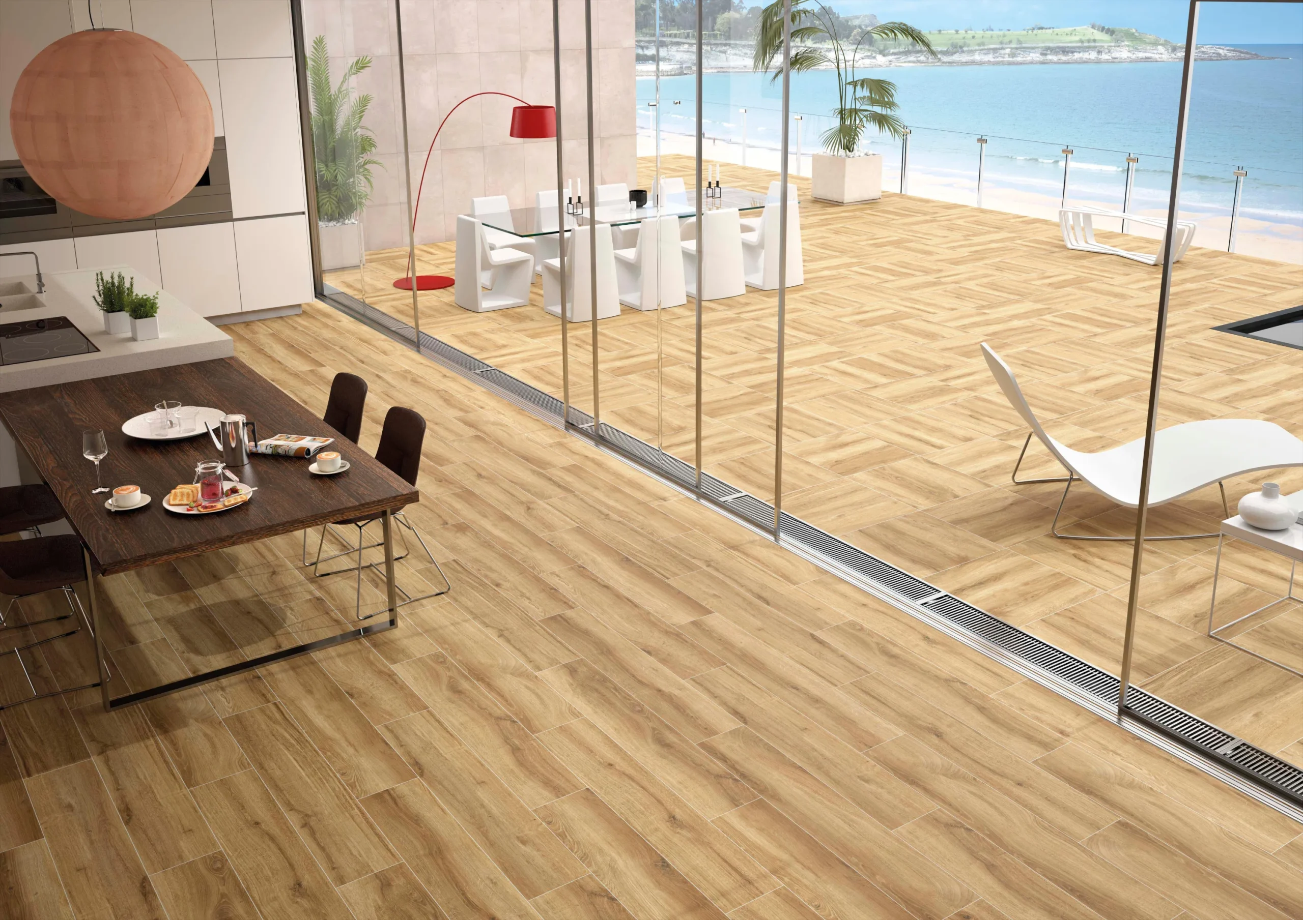 Suelo porcelánico Limewood Roble de STN 23 × 120 cm — escena de ambiente ilustrativa (vista principal)