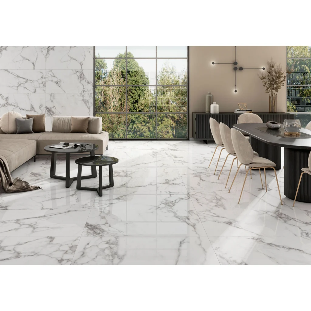 Suelo porcelánico Milano White Pulido 59 × 119 cm · ambiente