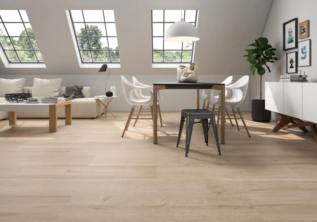Suelo porcelánico Nalon Natural de ARGENTA 23 × 120 cm — escena de ambiente ilustrativa (vista principal)