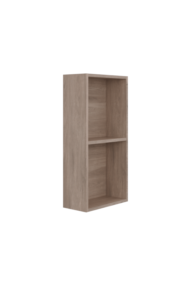 Mueble auxiliar de colgar BathTwo abierto de Torvisco en Brun, fotografía original del fabricante.
